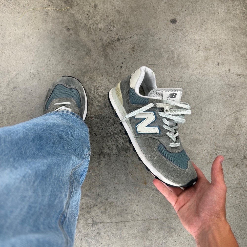 New Balance 574 Classic History Class Grey Blue Sneakers ML574BA2 Mens 9.5